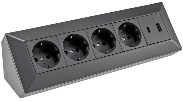 Chilitec - 4-fach Steckdosenblock, usb-a+c, schwarz, Aufbaumontage, usb 3,1A, pd