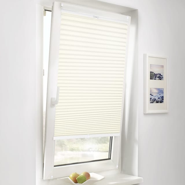 Plissee Klemmfix ohne Bohren Faltrollo Fenster Tür Verspannt Plisseerollo Rollo, Beige, 60x200cm - Sekey