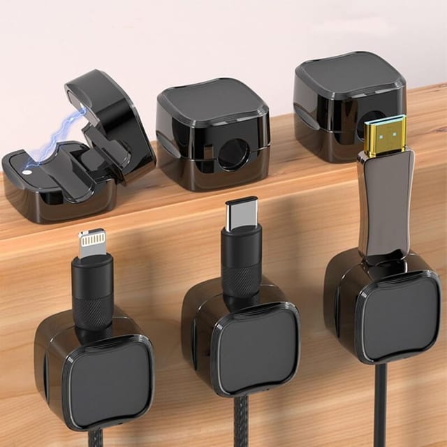 Kabelzubehör 6 Stück Mini-Kabelhalter für Mobiltelefone, magnetischer Kabelhalter, Desktop-Kabelhalter (schwarz)