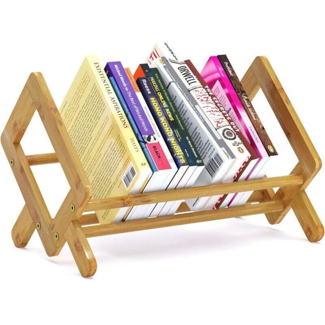 Kinder-Bücherregal aus Bambus, 35x24,5x21, Büroregal zum Platzieren auf dem Schreibtisch, kleines Bücherregal, Bambus-Büroregal, Bücherregal für Büro
