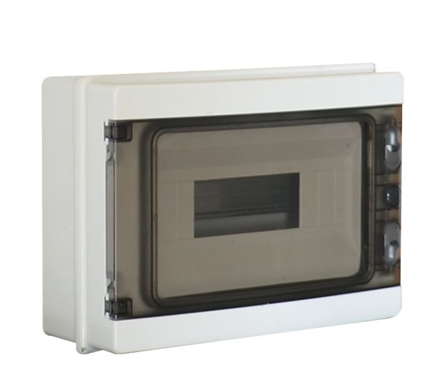 Ettroit 12-modul-wandbedienfeld, Wasserdicht, Ip65, Ral 7035 Grau, Mit Getönter Transparenter Tür - Db120912