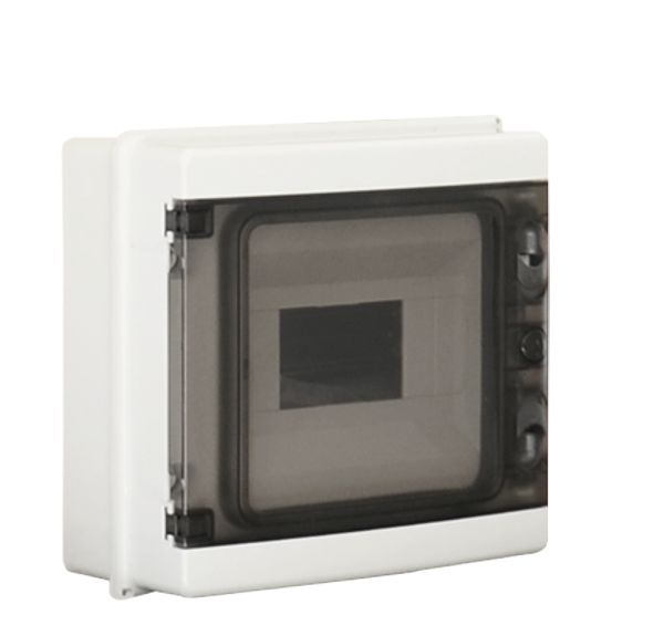 Ettroit 8-modul-wandbedienfeld, Wasserdicht, Ip65, Ral 7035 Grau, Mit Getönter Transparenter Tür - Db120908