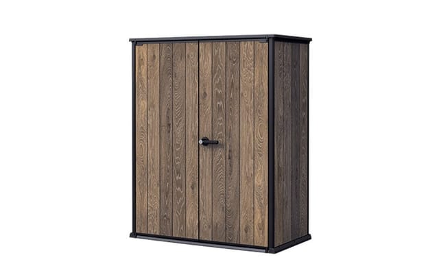 Kunststoff Gartenschrank Signature Walnuss Alto 140 x 73,6 x 170,4 cm braun Holzoptik Gartenschrank - Keter