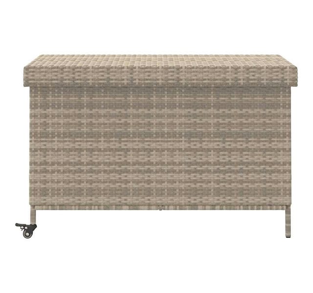 vidaXL Gartentruhe mit Rollen Hellgrau 110x55x73 cm Poly Rattan