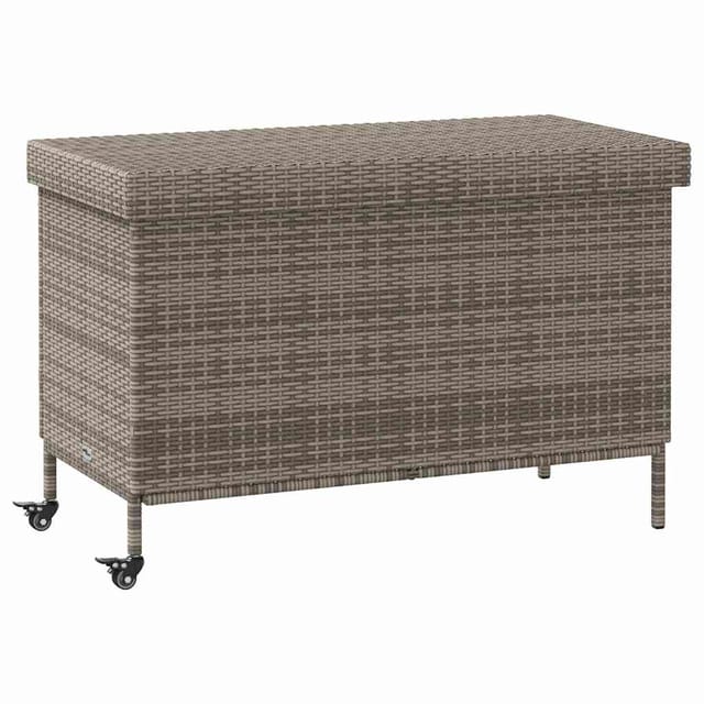 Gartentruhe mit Rollen Grau 110x55x73 cm Poly Rattan - Vidaxl