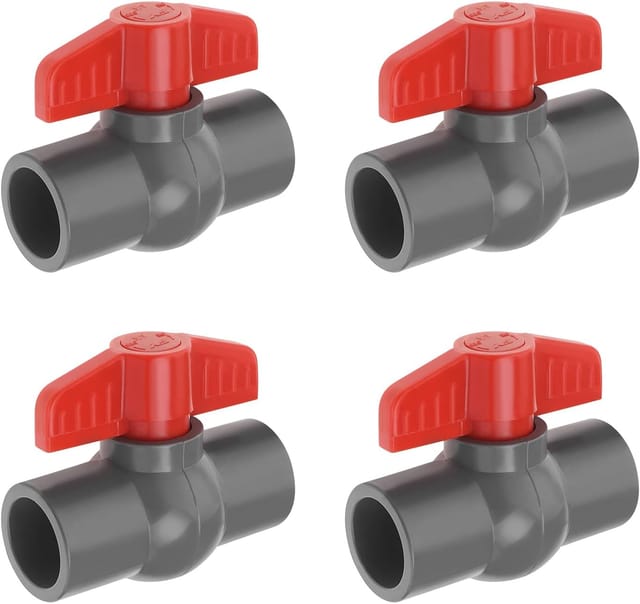 Lntyq 4 Stück PVC-Kugelhahn, Lochdurchmesser, PVC-Absperrventil mit Buchse, verwendet in Bewässerungsbecken, gewerblichen Sanitäranlagen, Aquarien,