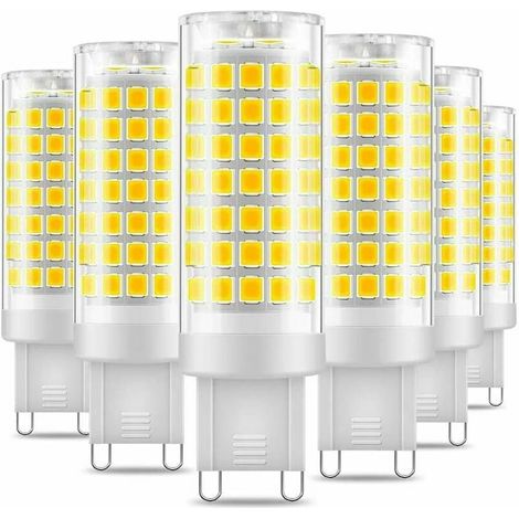 6er-pack G9-led-lampen, 7 W, Flimmerfrei, Kaltweiß 6000 K, 650 Lm, Energiesparend, Entspricht 60 W Halogen, 360-grad-winkel, Ac 220–240 V