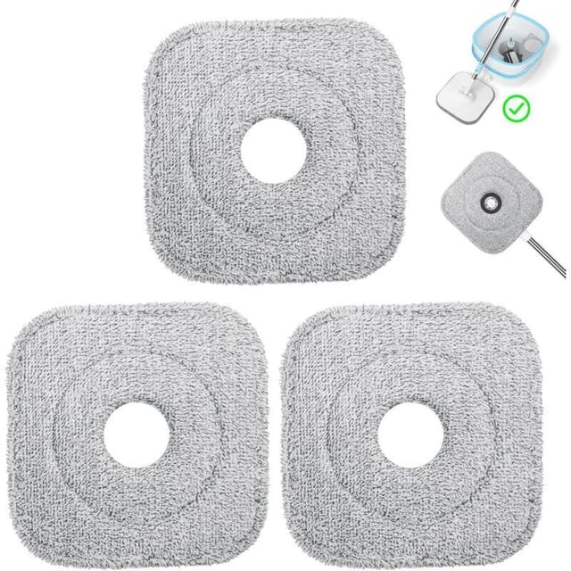DOLASO Set mit 3 Ersatz-Mikrofaser-Wischmoppköpfen, quadratische Ersatzpads für Wischmopps, saugfähig, maschinenwaschbar, für Nass- und