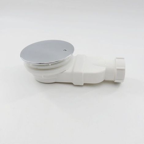 Duschablauf 90 Mm, Extra Flach, Ablaufloch Für Duschwanne, Siphon Mit Anti-geruchssystem, Haarsieb, Chromabdeckung, Weiß, (ohne Schlauch) Laoa
