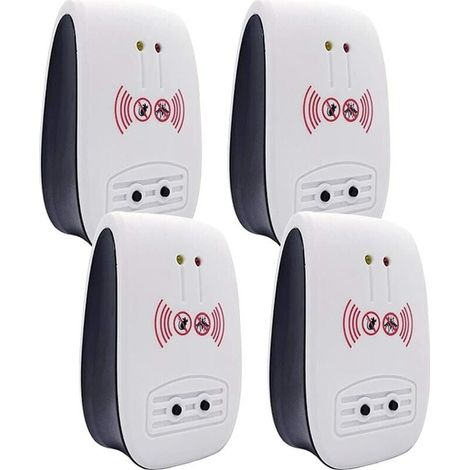 4 Packs Répulsif Ultrasons, Intérieur Electronique Ultrasonic Pest Repeller Pour Insectes, Moustiques, Souris, Fourmis, Cafards - (mise À Niveau, Prise Standard Européenne)