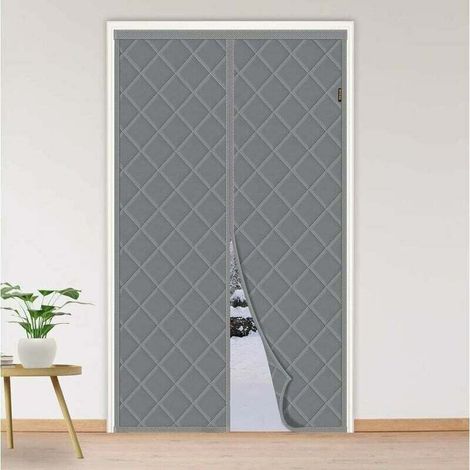 Wärmedämmender Türvorhang 90 X 210 Cm, Verdickter Wintertürvorhang, Schalldicht Und Kältebeständig, Magnetische Baumwolle, Grau