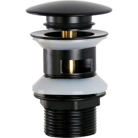 Universal-ablaufgarnitur Aus Messing Mit Überlauf, G1 1/4 Zoll, Für Spülbecken Mit Überlauf, Klick-klack-system, Werkzeuglose Installation, Mattschwarz