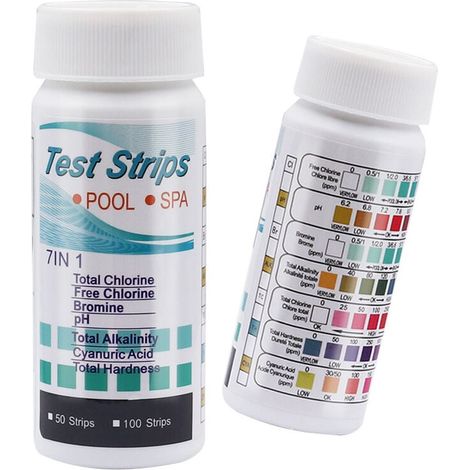 100 Bandelettes De Test 7 En 1 Pour Piscine, Testeur De Ph Pour La Dureté De L'Eau, Testeur De Brome Et De Chlore, Kit D'Analyse De L'Eau Pour Spa Et Aquarium
