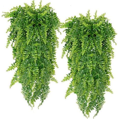 2 Pièces Plante Artificielle Fougère De Boston Plantes, Fausse Mur Végétal Artificiel Tombante, La Maison Et La Décoration Extérieur De Mariage Déco
