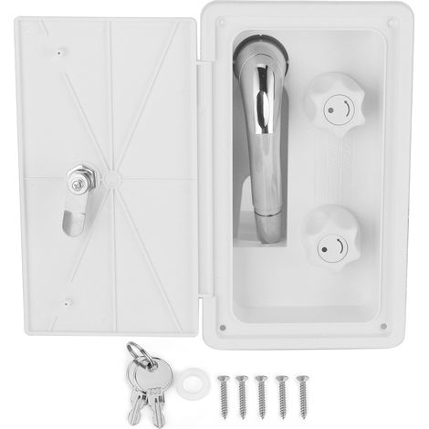 Duschbox-set Für Wohnmobile, Mit Doppelventil (warm/kalt), Doppelsteuerung, Metallschlauch, Brausekopf Und 1/2-zoll-verriegelungsschlüsseln