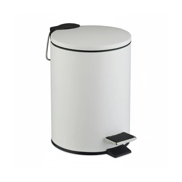 Relaxdays Kosmetikeimer, 3 Liter, Absenkautomatik, entnehmbarer Inneneimer, Metall, Bad Mülleimer mit Deckel, weiß