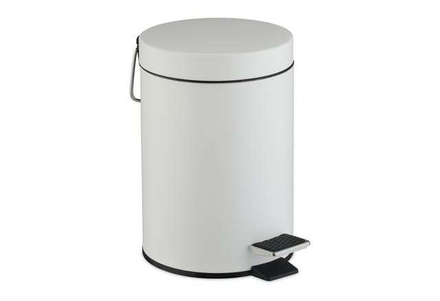 Relaxdays Kosmetikeimer, 3 Liter, entnehmbarer Inneneimer, Metall, Badezimmer & Gäste WC, Mülleimer mit Deckel, weiß