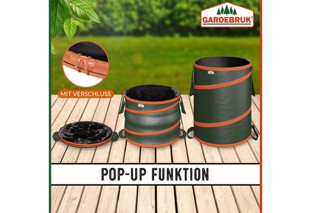 Gartenabfallsack 3x165 Liter 30 kg Belastbarkeit stabil robust abwaschbar Garten Pop up Rasensack Gartentasche Laubsack - Gardebruk