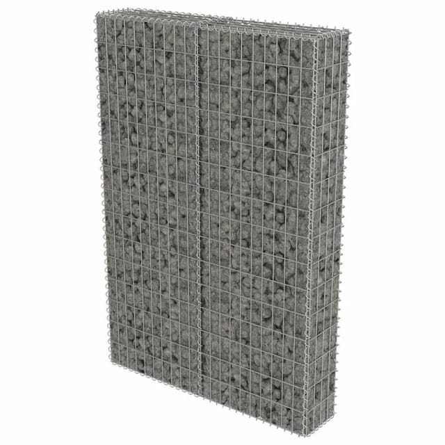 Gabionenwand mit Abdeckung Verzinkter Stahl 100×20×150 cm vidaXL