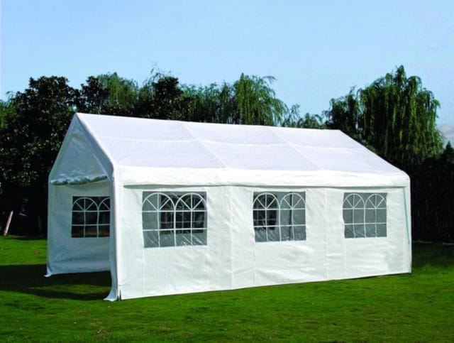 Degamo - Seitenplane für Partyzelt, Länge 6 Meter, pvc weiß mit Fenstern
