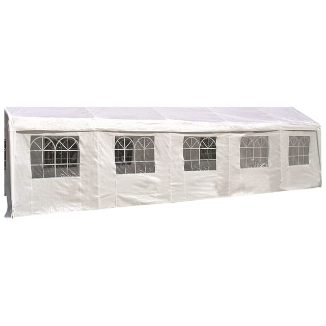 Degamo - Seitenplane für Partyzelt, Länge 10 Meter, pvc weiß mit Fenstern