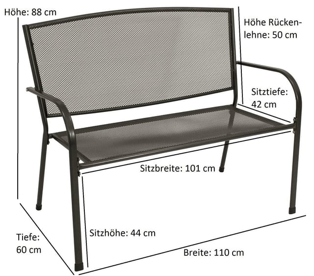 Bank classic 2-sitzer, Streckmetall anthrazit