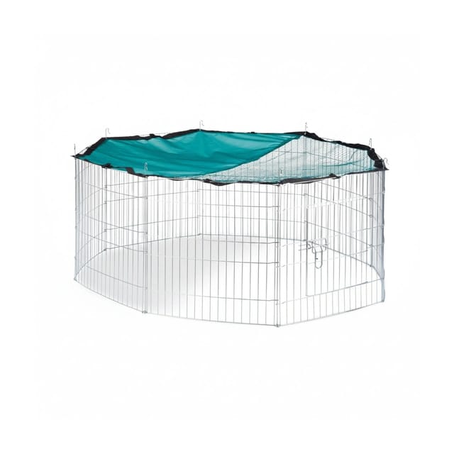 Relaxdays - xl Freilaufgehege mit Netz-Abdeckung, für Hasen und Nager, Kleintiergehege mit Sonnenschutz, ø 145cm, verzinkt