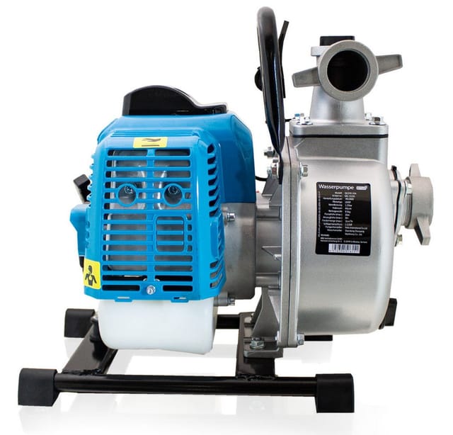 Benzin Wasserpumpe 43ccm Motorpumpe Benzinwasserpumpe Gartenpumpe Garten bis 15000 Liter/h 1,5 Zoll Förderlänge 35m 1,7PS