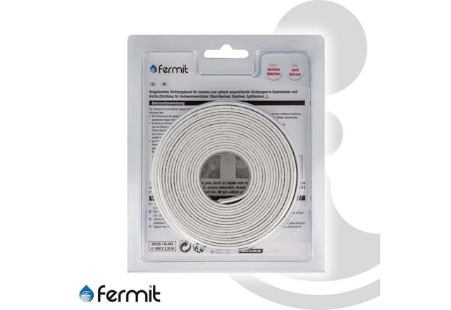 Fermit Abdichtband Wanne Dusche Spüle, hochelastisch, wasserdicht, vorgeformt 40 mm x 3,35 m - 23042