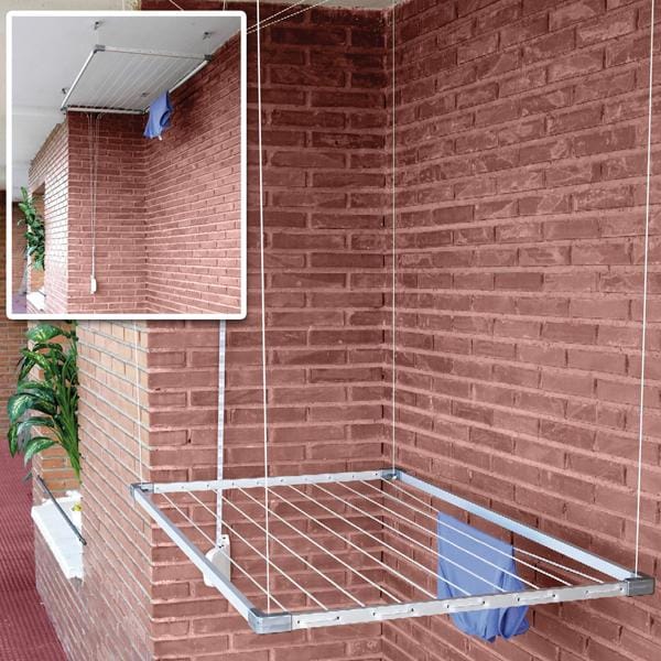 Planeta Huerto - Ausziehbare Wäscheleine aus Aluminium für die Decke, 100–160 x 78 cm