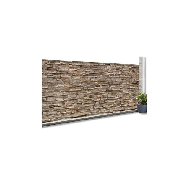 Idmarket - Verdunkelnder Sichtschutz 1,5 x 10 m Steinmuster braun 160 gr/m²