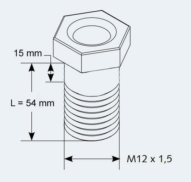 Keenberk - Hohl-Schraube, Länge 54 mm für Siebkorbventile M12 x 1,5 mm - universell passend für 1,5 und 3,5 Zoll