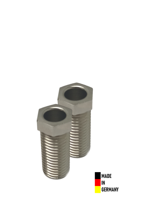 Keenberk - 2x Hohl-Schraube kurz, Länge 25 mm für Siebkorbventile M12 x 1,5 mm - universell passend für 1,5 und 3,5 Zoll Ventil-Abläufe