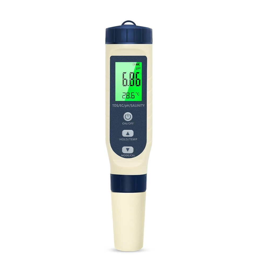 (5-in-1) Ph-/tds-/ec-/salzgehalts-/thermometer, Ph-tester Mit Lcd-bildschirm, Automatische Temperaturkompensation, Elektronisches Ph-meter