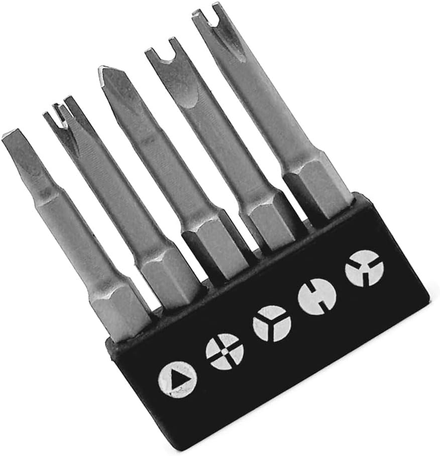 Set Mit 5 Speziell Geformten 1/4"-magnet-sechskantschraubendreherbits In U-, Y-, Dreieck-, Kreuz-, Dreipunkt- Und Spannform.