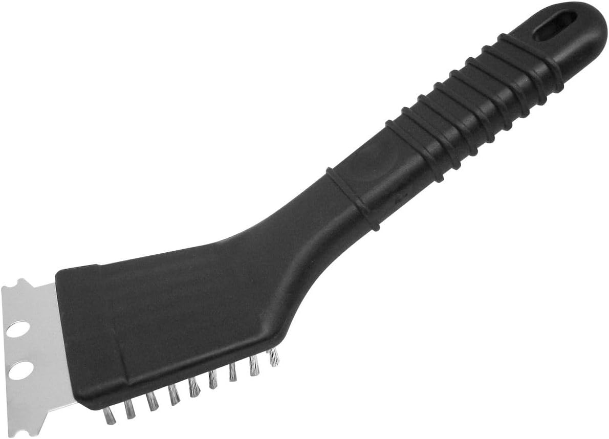 2-in-1 Grillbürste Und Grillplattenschaber, Edelstahl, Messing Und Kunststoff, 21 Cm Länge