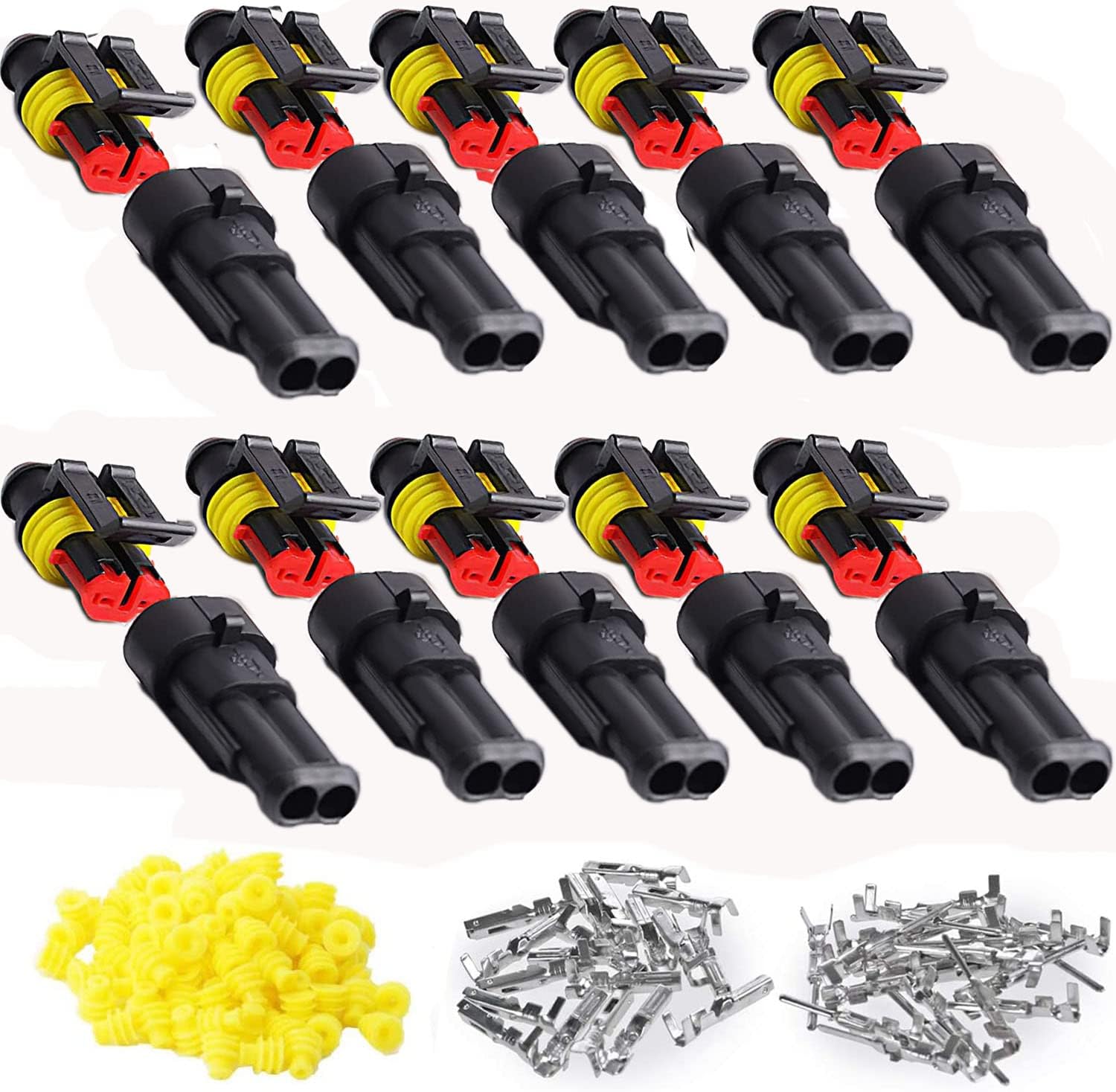 (10 Sets) Wasserdichter 2-poliger Kfz-stecker, Wasserdichter Kfz-stecker, Staubdicht, Isoliert Und Abgedichtet