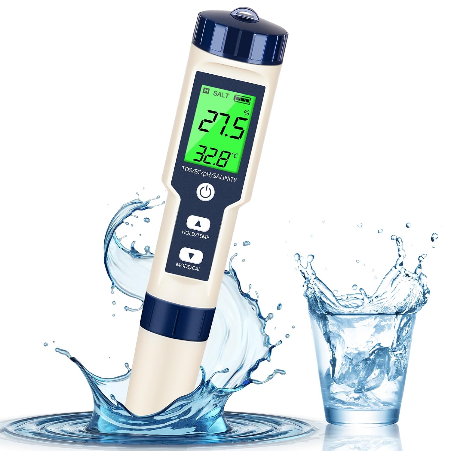 5-in-1-pool-ph-chlorometer, Ph-, Chlor-, Orp-, H₂- Und Temperaturmessgerät, Schnelle Und Präzise Messung, Wasserqualitätsprüfer Für Trinkwasser, Aquarium Und Spa