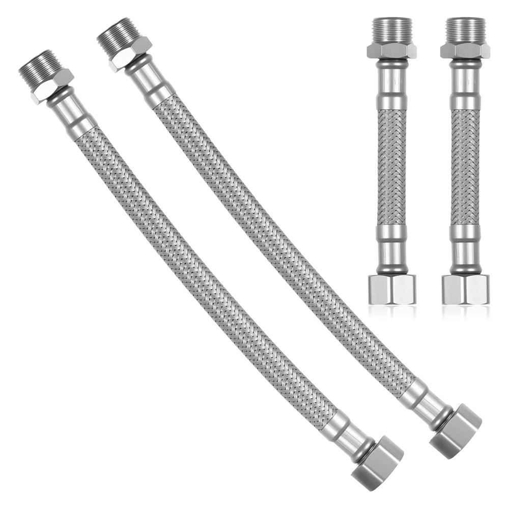 (4 Stück) Flexible Anschlussschläuche Für G3/8-armaturen, Flexible Schlauchverlängerungen Aus Edelstahlgeflecht (10 Cm, 20 Cm)