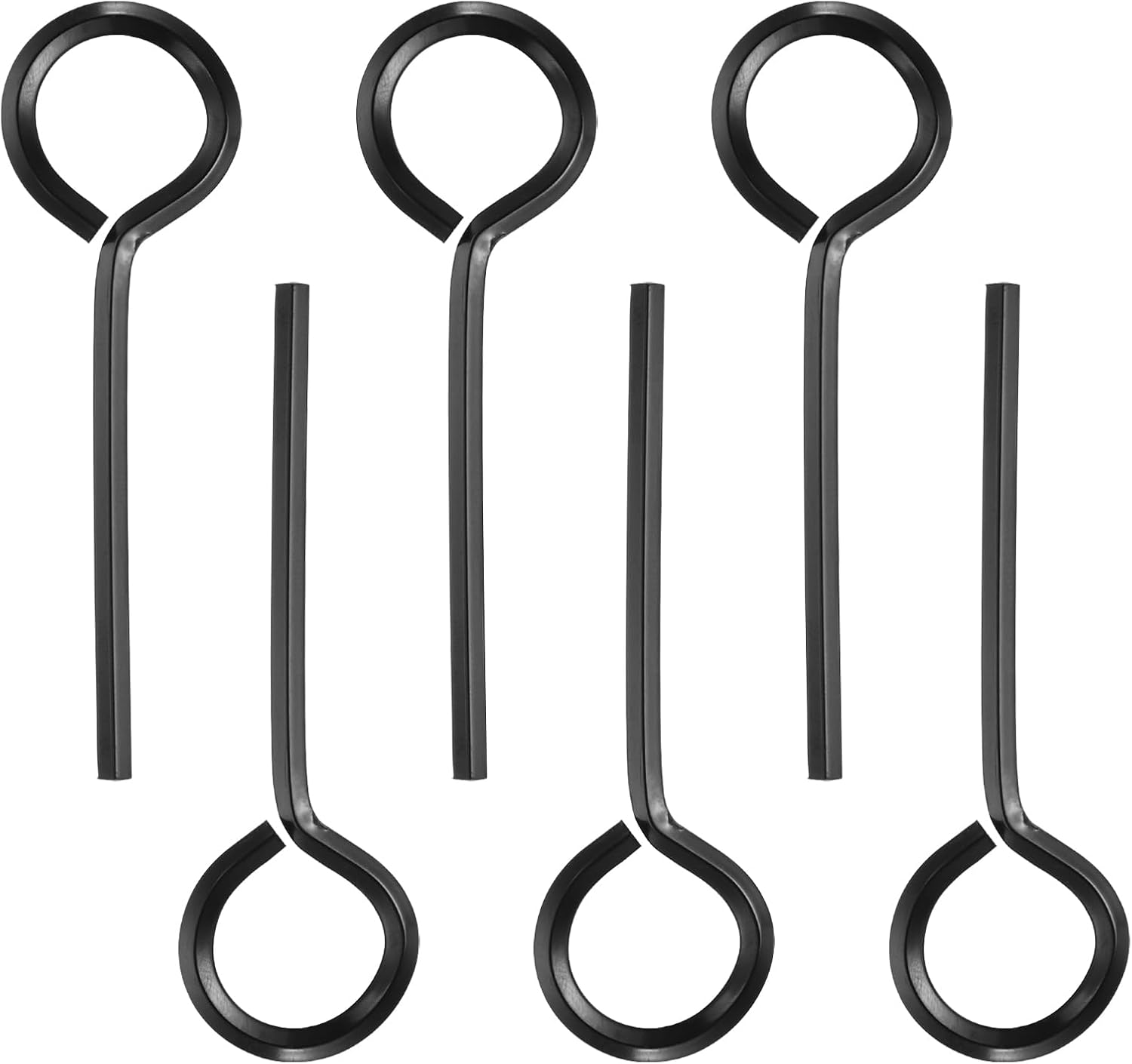(1/8") Standard-innensechskantschlüssel, 6er-packung, Massive Stahlschlüssel Mit O-ring Und Durchgehender Öse Für Schiebestangen, Schwarz