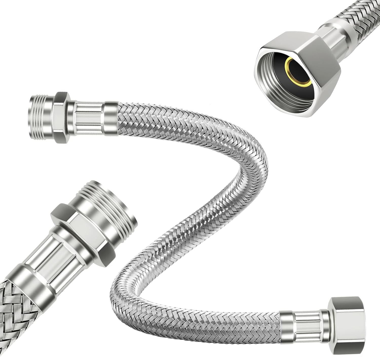 (2 Stück) 3/8"-flexschlauch, 20 Cm Lange Flexible Anschlussschläuche Für 3/8" X 3/8"-wasserhähne, Flexible Schlauchverlängerung Mit Geflochtener Kordel