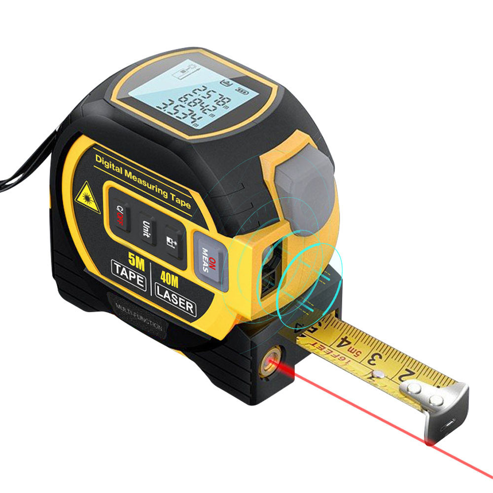 3-in-1 Laser-messgerät 5-m-maßband + 40-m-laser-entfernungsmesser + Laser-kreuzmesser, Digitalanzeige, Messgerät Für Heimwerkerprojekte