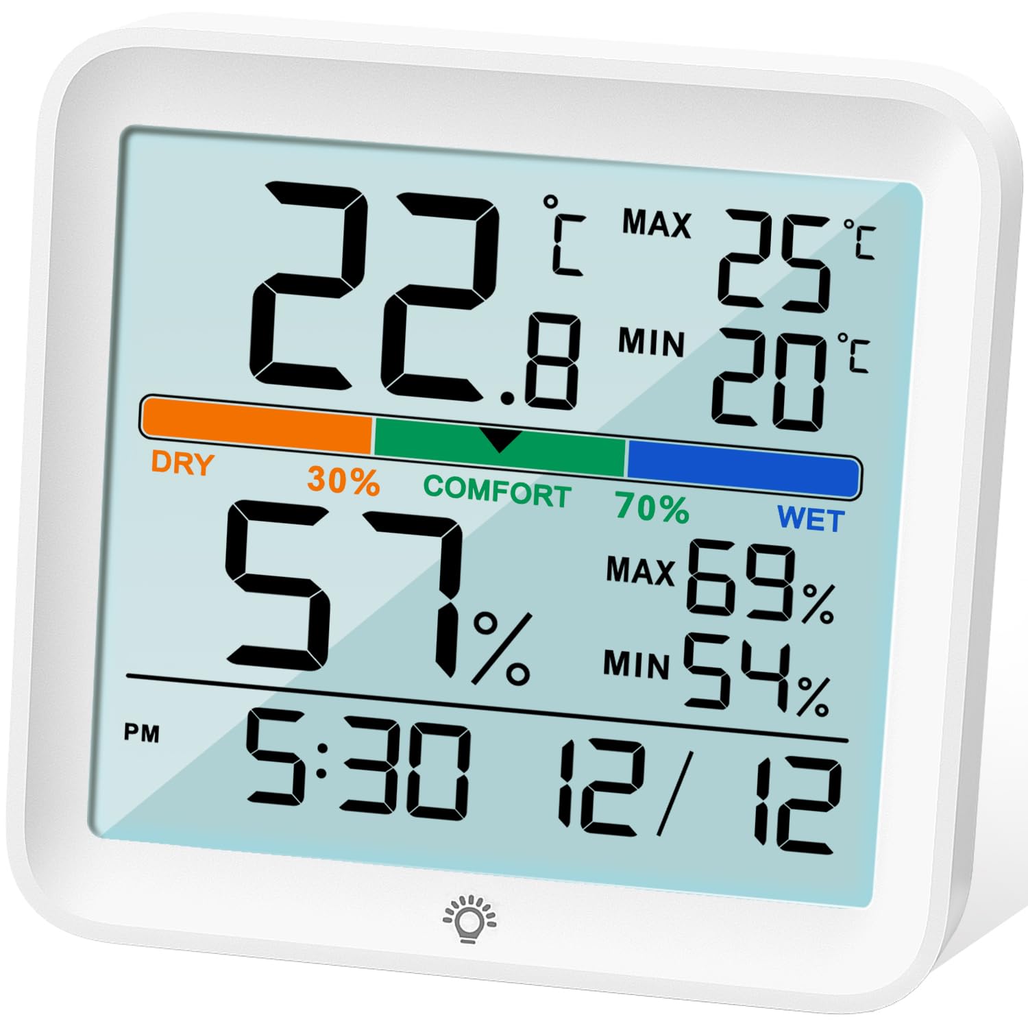 Thermometer Und Hygrometer Für Den Innenbereich – Präzises Feuchtigkeits- Und Temperaturmessgerät Mit Max/min-kalibrierungsaufzeichnung Und Lcd-hintergrundbeleuchtung