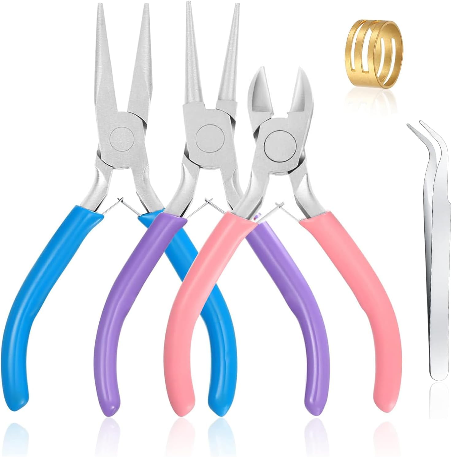 (3-teiliges) Schmuckzangen-set Mit Spitzzange, Rundzange, Fadenschneider, Ringöffner Und Pinzette