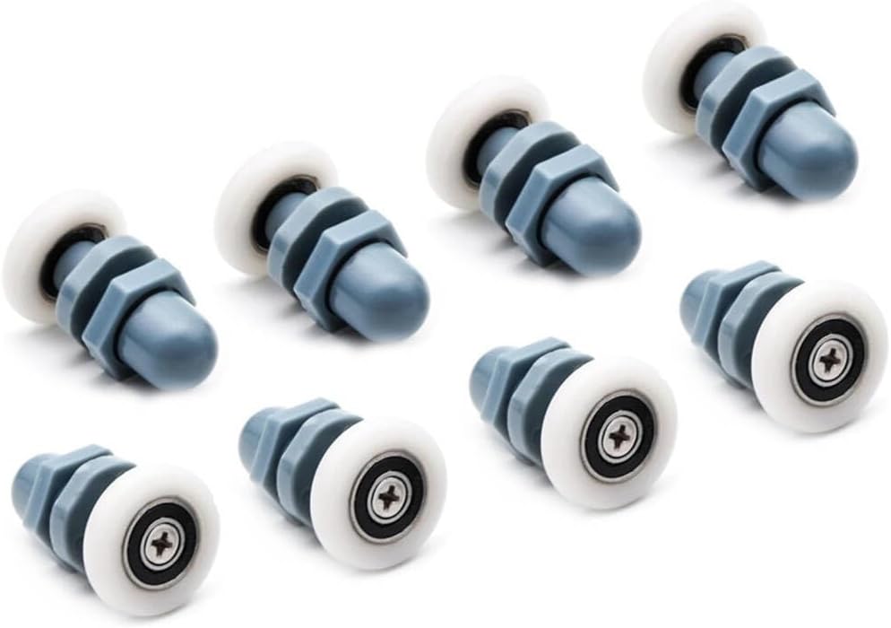 Set Mit 8 Duschkabinenrollen, Ersatzrollen Aus Kunststoff, Nylon Und Edelstahl, 19 Mm Durchmesser, Grau