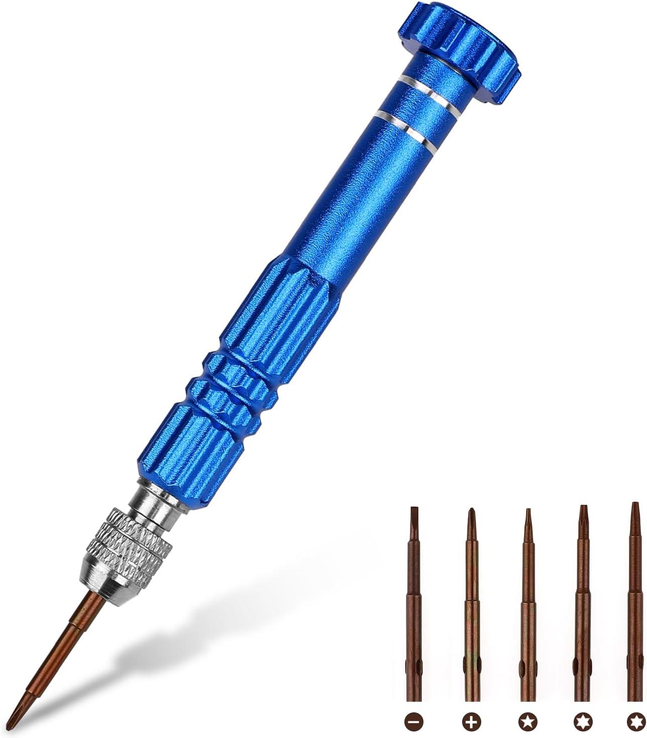 Objektiv-minischraubendreher 5 In 1 Blau - Präzisionswerkzeugset Zur Reparatur Von Brillen, Uhren, Laptops Und Elektronischen Geräten