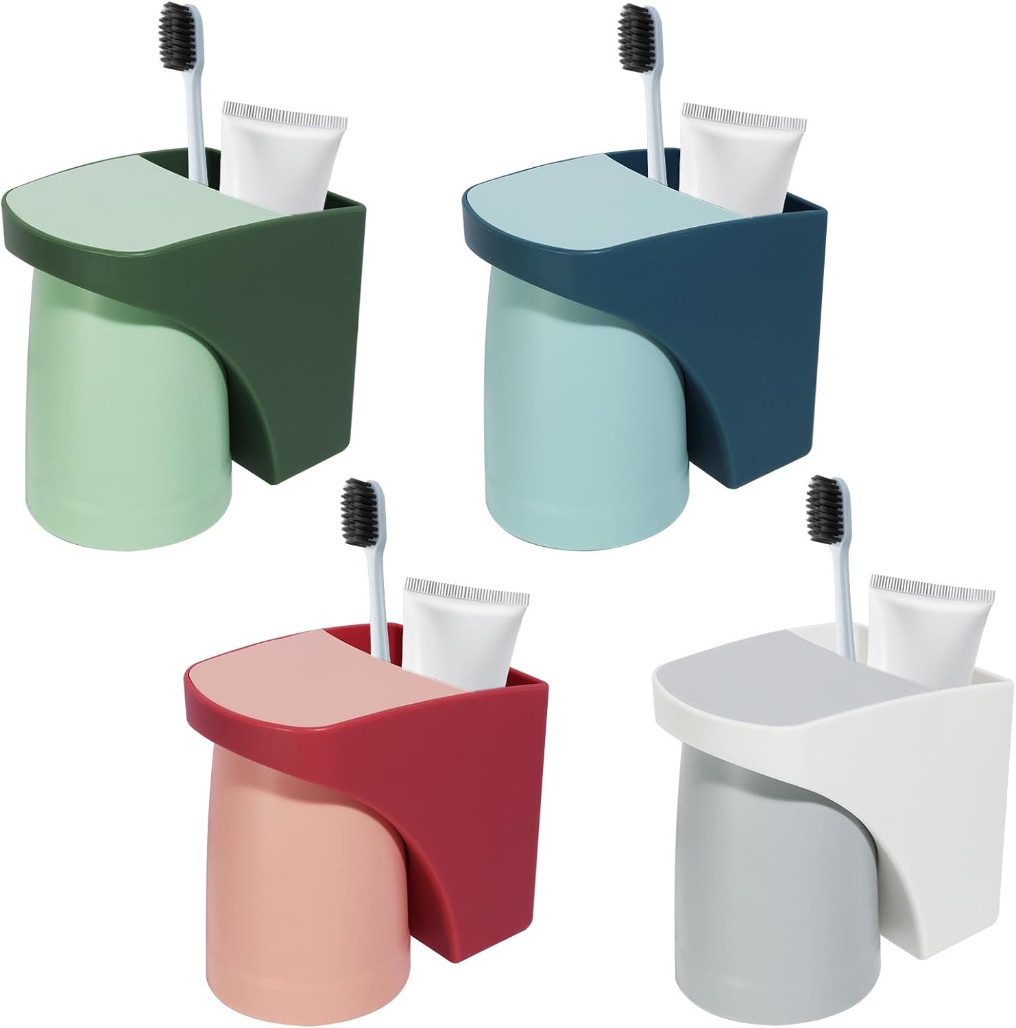 Set Mit 4 Magnetischen Zahnbürstenhaltern Inklusive Wandhalterung – Kein Bohren Erforderlich, Platzsparend