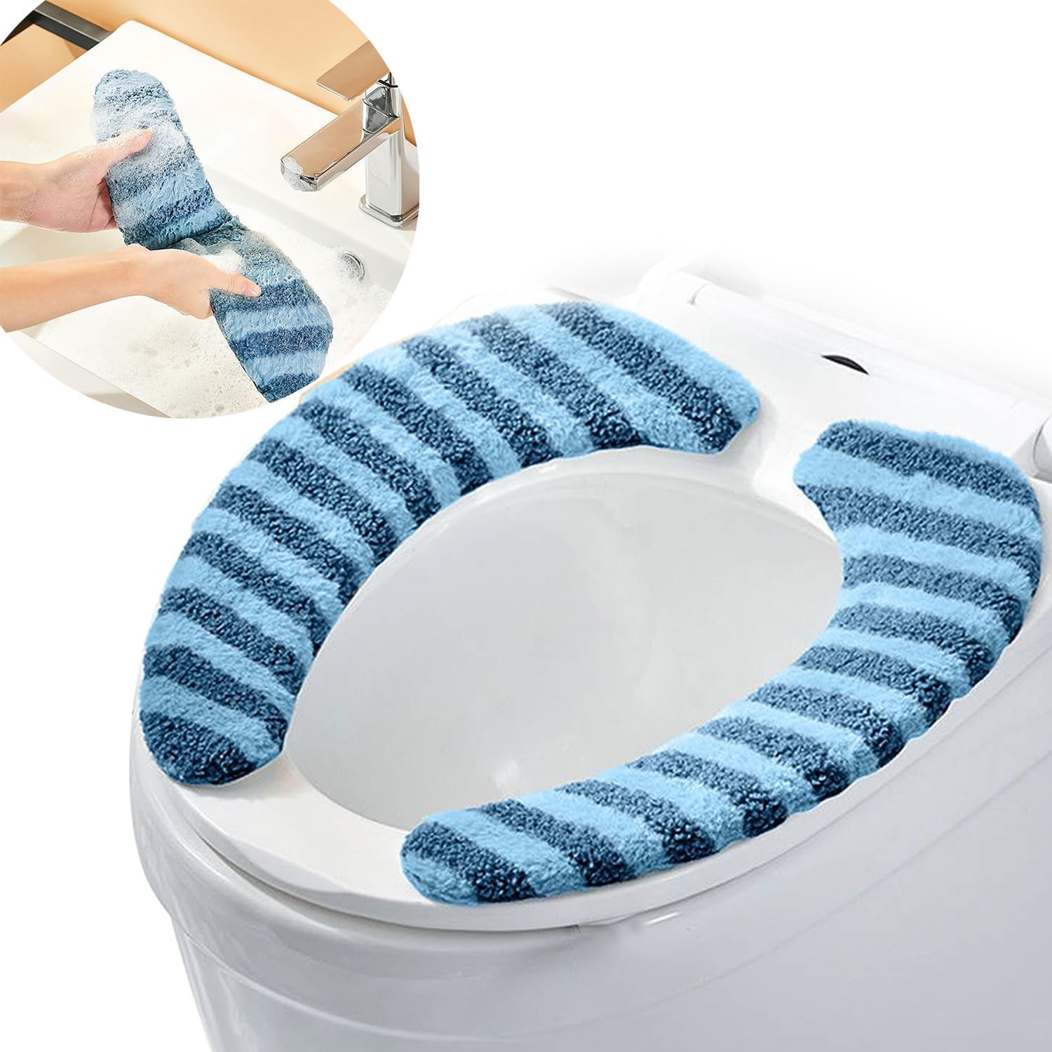 Plüschiges Wc-sitzkissen, Weiche, Rutschfeste Matte, Waschbarer Und Maschinengeeigneter Badewannensitzbezug Mit Band