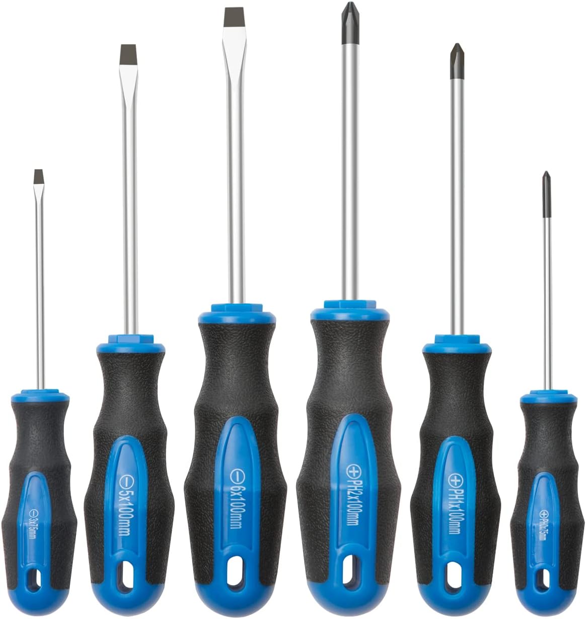 6-teiliges Set Mit Schlitz- Und Kreuzschlitzschraubendrehern Mit Magnetischen Spitzen Und Professionellem Polstergriff 6-teilig