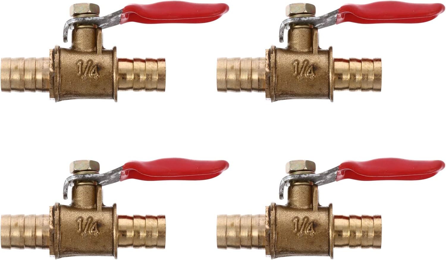 (4 Stück) 10 Messing-kugelhahn-mini-absperrventil, Wasserventil-rohrverschraubung, Schlauchtülle, Kupplung, Steuergriff